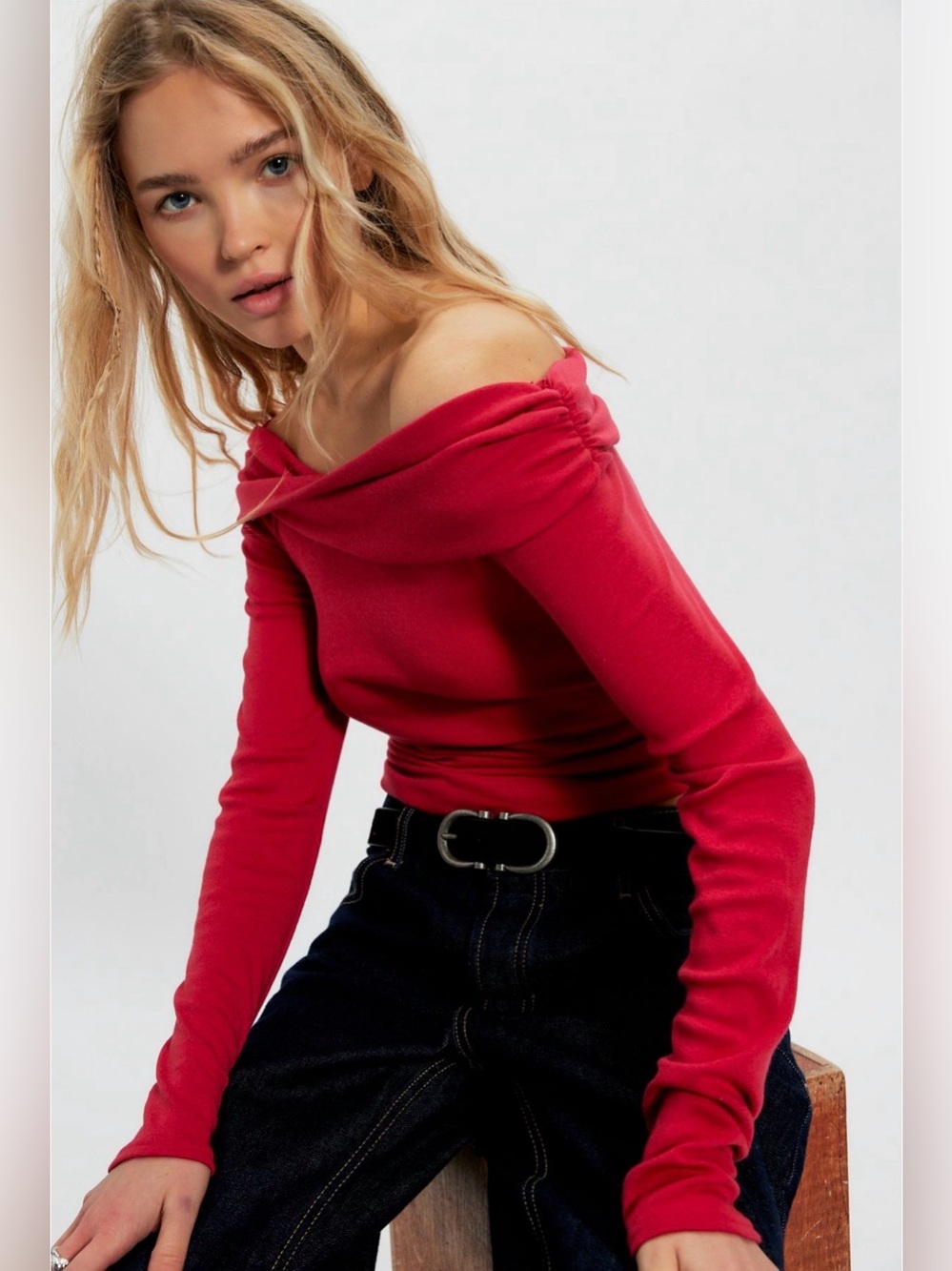 Free People, off the shoulder long sleeve blouse